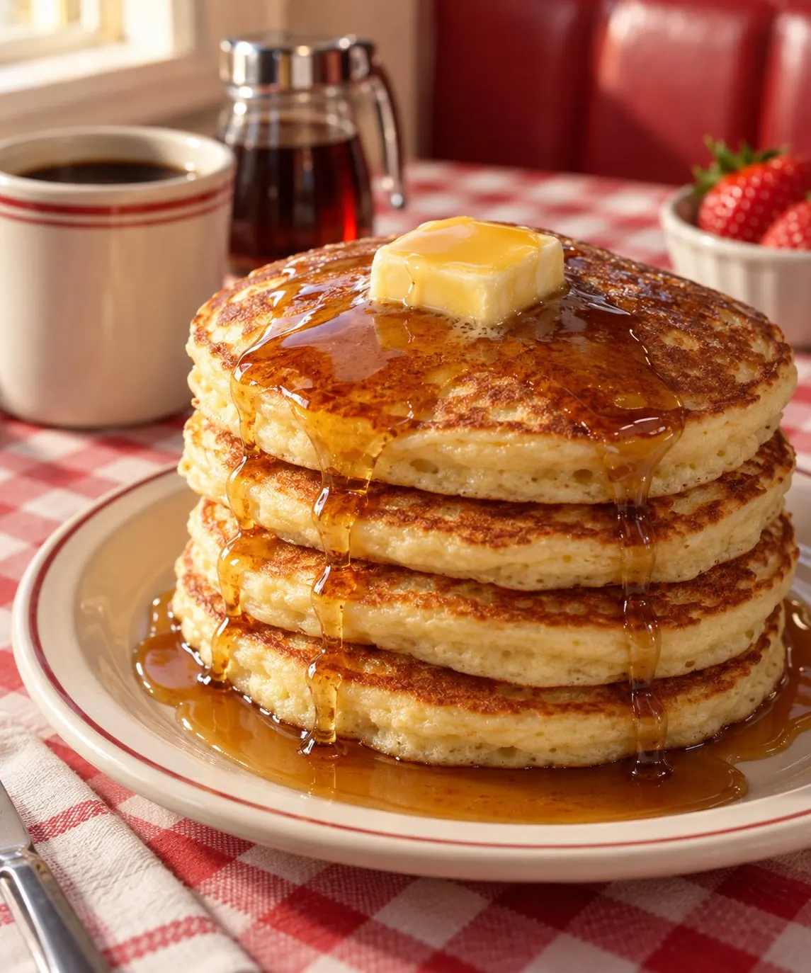 Buttermilk pancakes with maple syrup